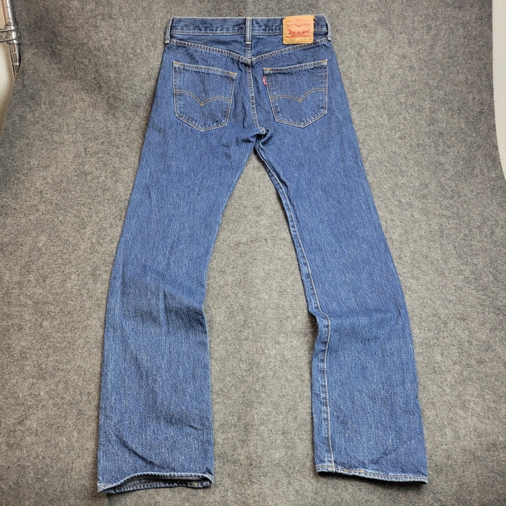 Levis 501 Jeans Mens 31x34 Blue Denim Red Tab Americana Straight Leg Button Fly - Picture 4 of 14